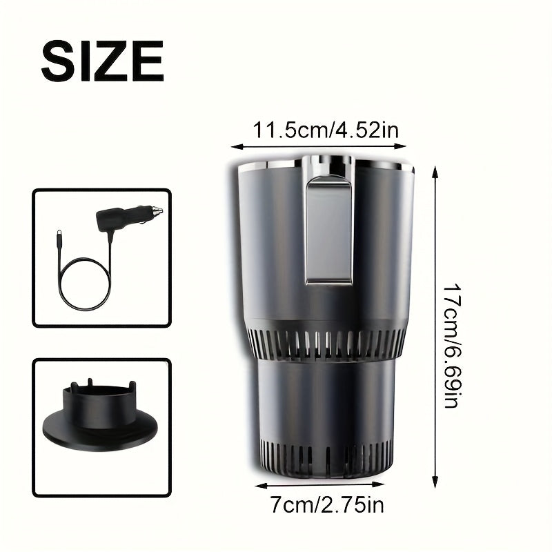 2-in-1 Smart Car Cup Cooler and Semiconductor Beverage Holder, Single Point Temperature Control for Various Bottle Sizes, 0°C to 60°C Range, Fits Standard Vehicle Cup Holders, Compatible up to 18.6oz, Smooth Surface