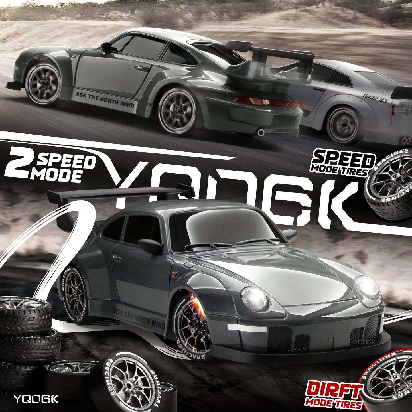 Remote Control Drifting Car, 1:24 Multicolored RC Car with LED Lights, a Gift for Boys And Girls for Birthdays, Halloween, And Christmas.