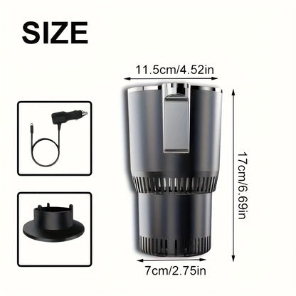 2-in-1 Smart Car Cup Cooler and Semiconductor Beverage Holder, Single Point Temperature Control for Various Bottle Sizes, 0°C to 60°C Range, Fits Standard Vehicle Cup Holders, Compatible up to 18.6oz, Smooth Surface