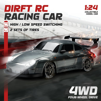 Remote Control Drifting Car, 1:24 Multicolored RC Car with LED Lights, a Gift for Boys And Girls for Birthdays, Halloween, And Christmas.